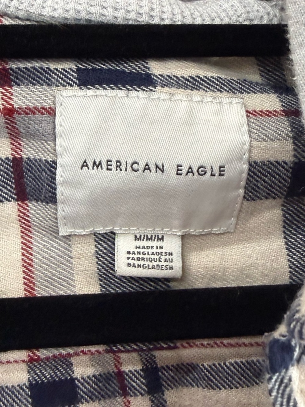 Men's Hooded Flannel Shirt - White/Navy Plaid - Picture 4 of 6